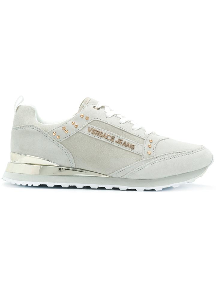Versace Jeans Studded Lace-up Sneakers - Grey