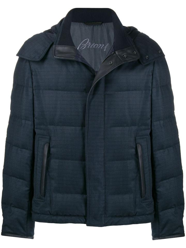 Brioni Checkered Padded Jacket - Blue