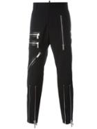 Dsquared2 Zip Detail Bondage Trousers, Men's, Size: 48, Black, Calf Leather/polyester/spandex/elastane/virgin Wool