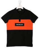 Moncler Kids Teen Logo Patch Polo Shirt - Black