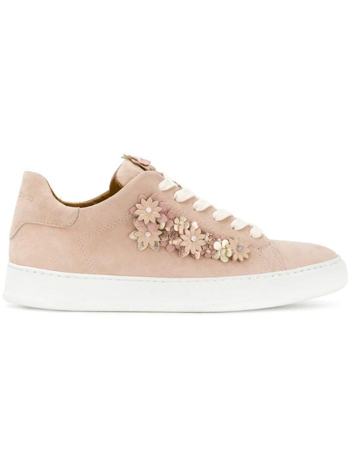 Black Dioniso Floral Appliqué Sneakers - Neutrals