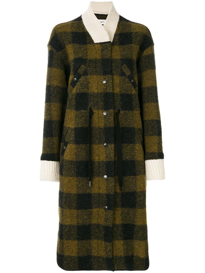 Isabel Marant Étoile - Checked Button Up Coat - Women - Cotton/polyester/wool/other Fibres - 40, Yellow/orange, Cotton/polyester/wool/other Fibres