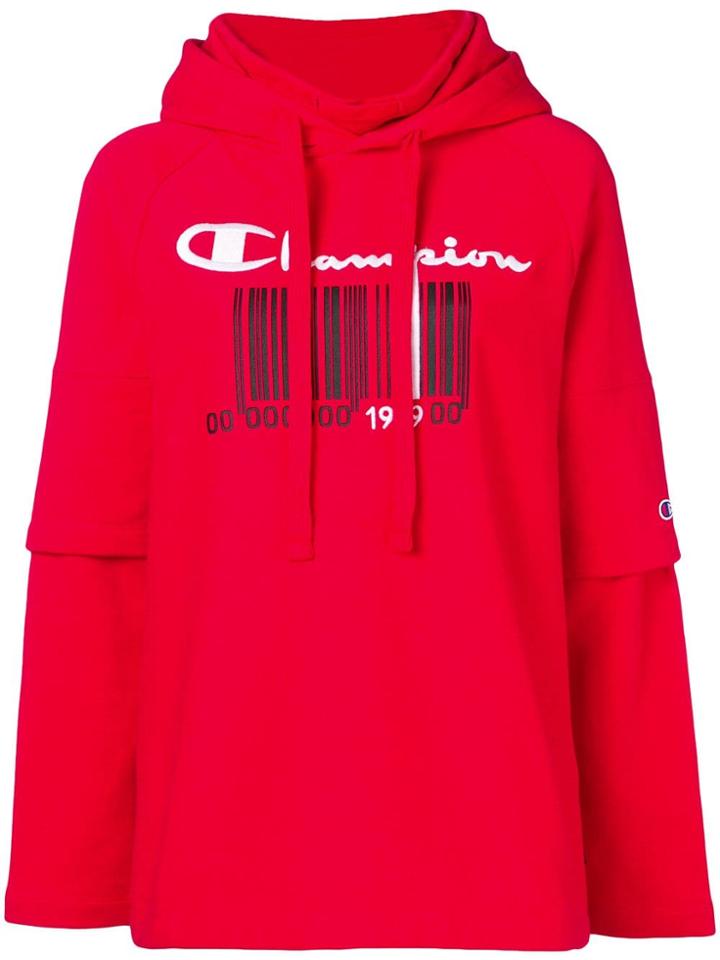 Champion Logo Print Hoodie - Red