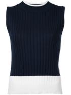 Loveless - Sweater Vest - Women - Cotton/rayon - 36, Blue, Cotton/rayon