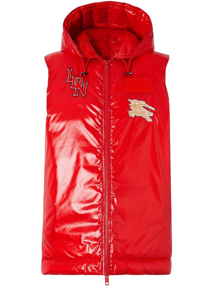 Burberry High-shine Logo Patch Gilet - Red