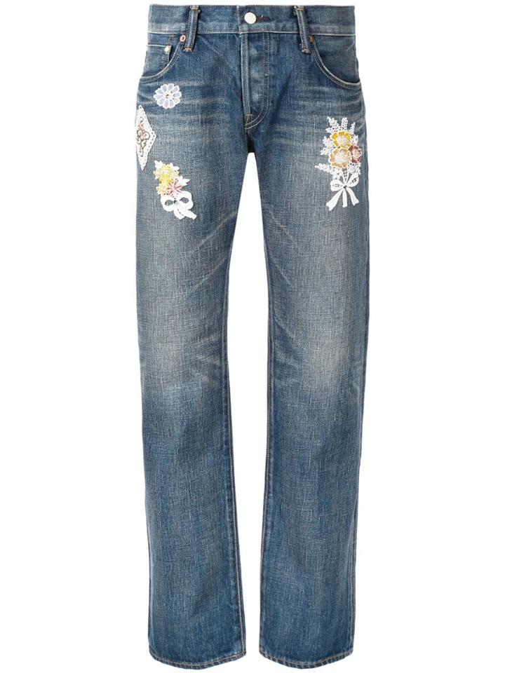 Tu Es Mon Trésor Antique Embellished Jeans - Blue