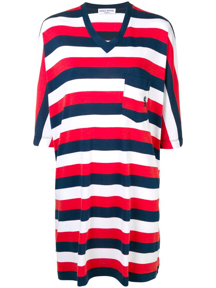 Sonia Rykiel Striped V-neck Dress - Blue