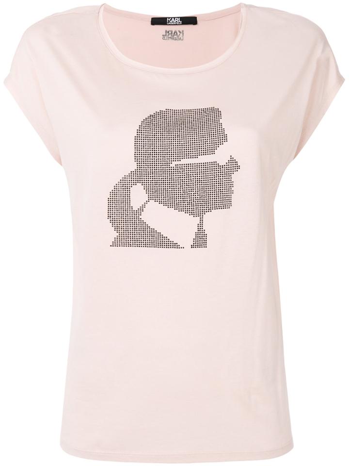 Karl Lagerfeld Embellished Karl Print T-shirt - Pink & Purple