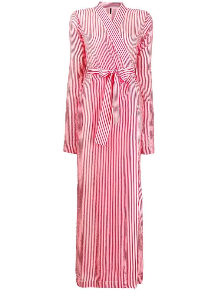 Unravel Project Transparent Striped Robe Dress - Red