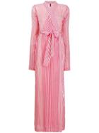 Unravel Project Transparent Striped Robe Dress - Red