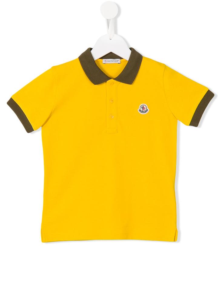 Moncler Kids Colour Block Polo Shirt, Boy's, Size: 8 Yrs, Yellow/orange
