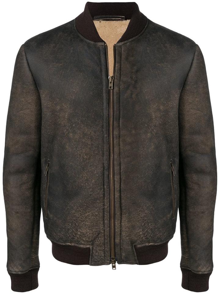 Salvatore Santoro Zipped Leather Jacket - Grey