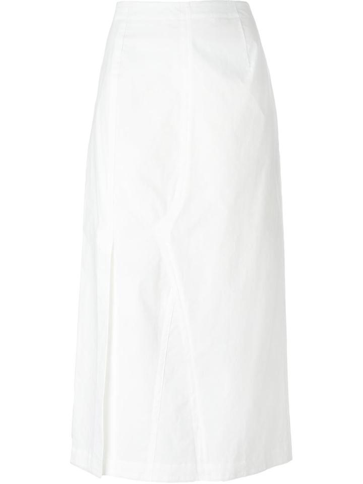 Julien David Straight Mid-length Skirt, Women's, Size: M, White, Cotton