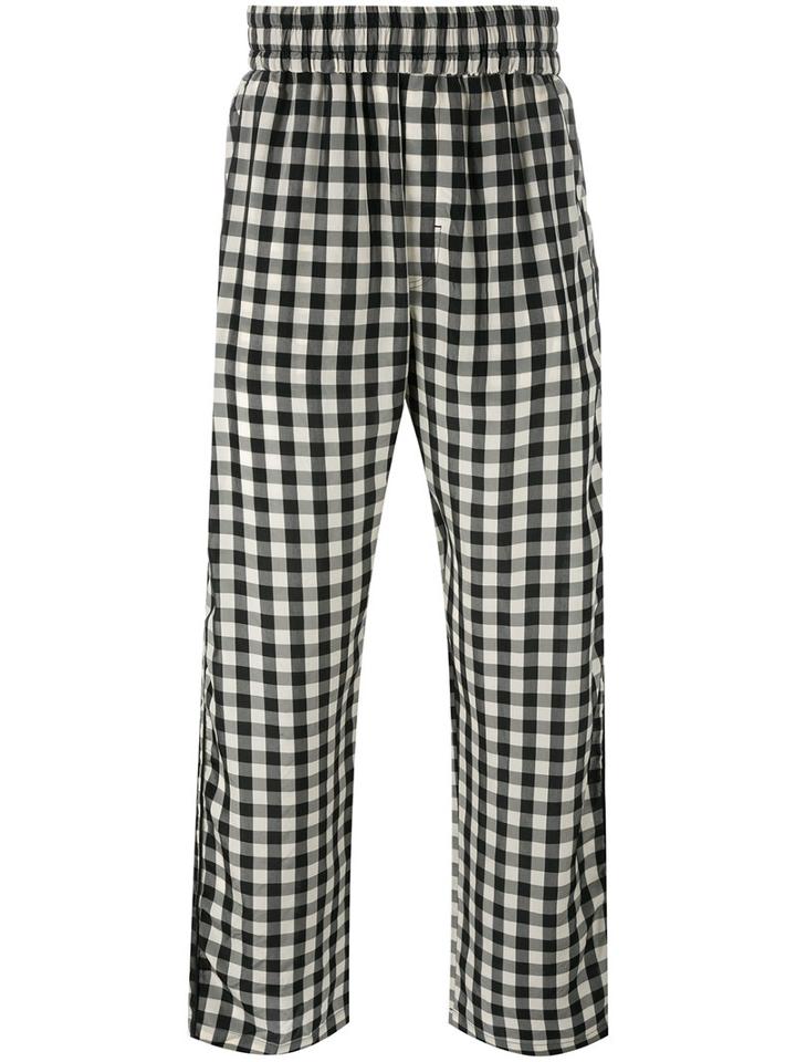 Off-white Checked Loose-fit Trousers, Men's, Size: Small, Black, Cupro