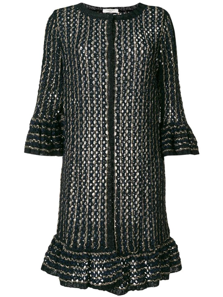 Charlott Fringe Knit Cardigan - Blue