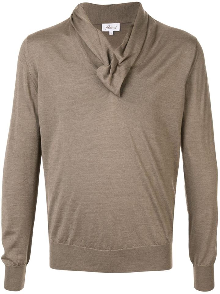 Brioni Draped Neck Jumper - Brown