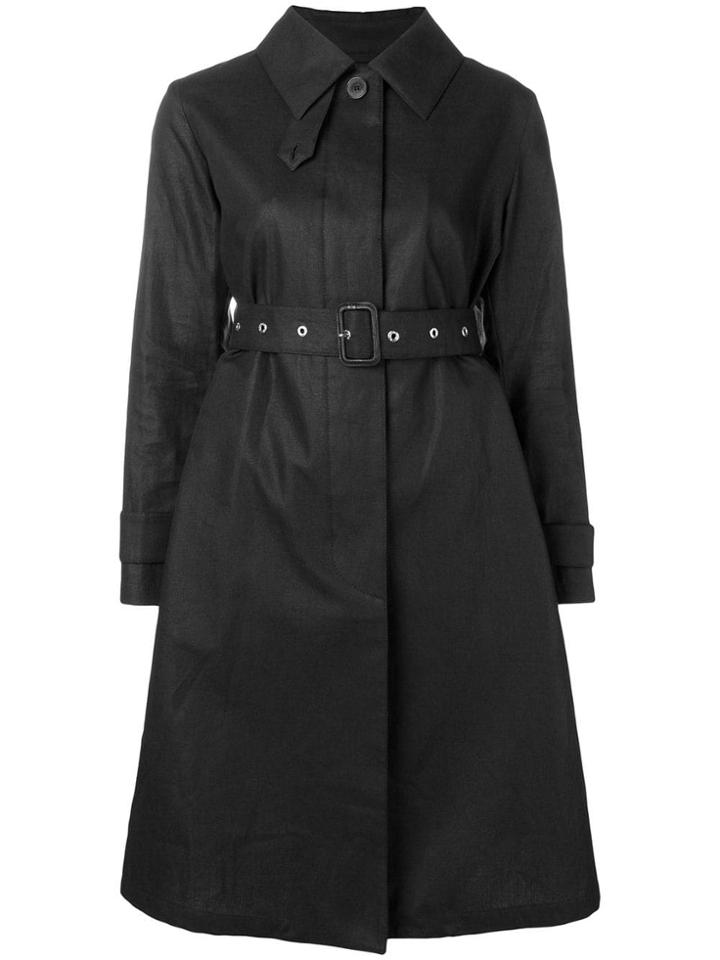 Mackintosh Black Storm System Linen Single-breasted Trench Coat