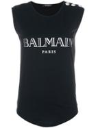 Balmain Button-embellished Logo Tank - Black