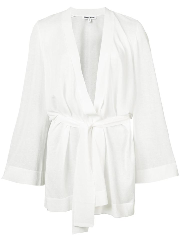 Elizabeth And James Belted Loose-fit Cardigan, Women's, Size: Small, White, Viscose/spandex/elastane