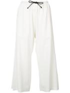 Isabel Benenato - Cropped Drawstring Trousers - Women - Spandex/elastane/viscose/wool - 36, White, Spandex/elastane/viscose/wool