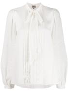 Temperley London Pleated Pussy Bow Blouse - White