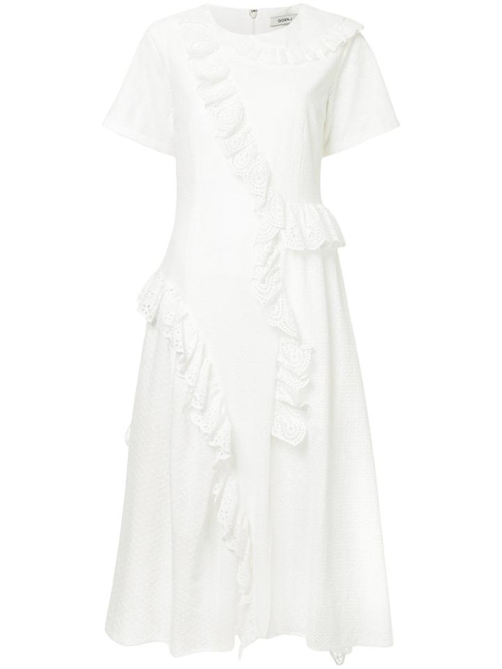 Goen.j Broderie-anglaise Flared Midi Dress - White