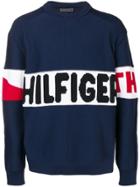 Hilfiger Collection Logo Intarsia Jumper - Blue