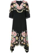 Vilshenko Floral Print Asymmetric Hem Dress - Black