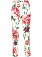 Dolce & Gabbana Peony And Rose Print Trousers - White