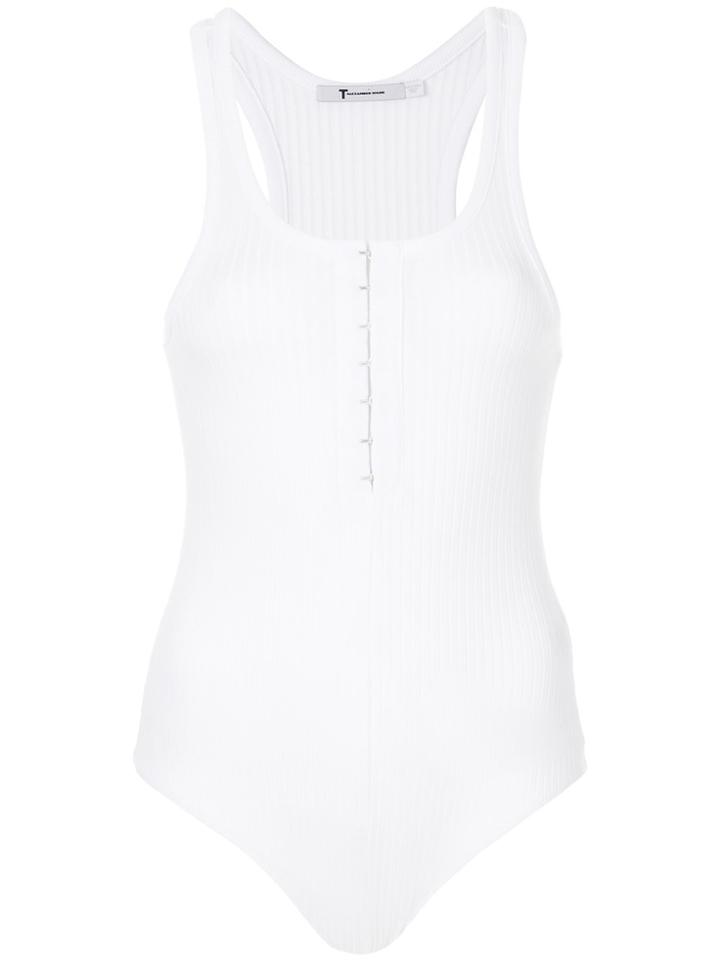 T By Alexander Wang Stretch Ribbed Bodysuit - White