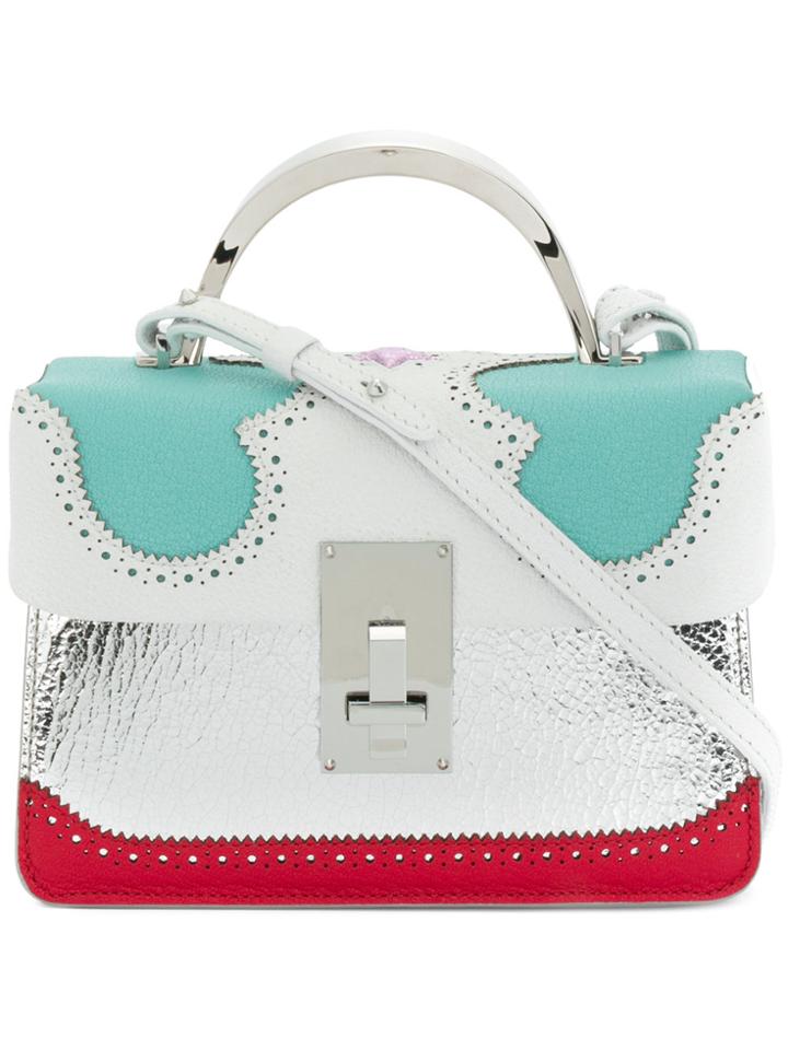 The Volon Brogue Detail Contrast Panel Handbag - Metallic