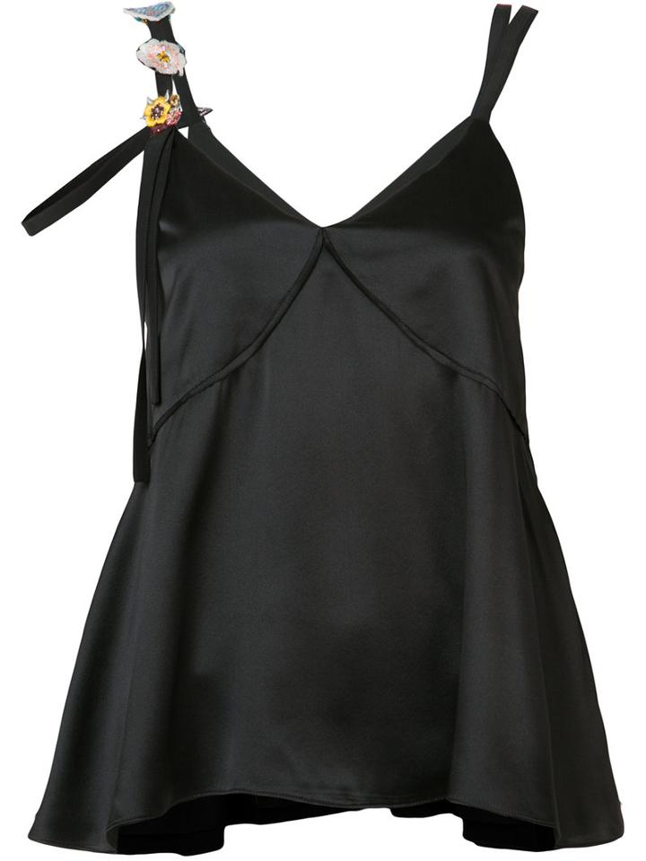 Cinq A Sept Embellished Strap Top, Women's, Size: Small, Black, Polyester/silk
