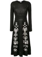 Red Valentino Knitted Embroidered Dress - Black