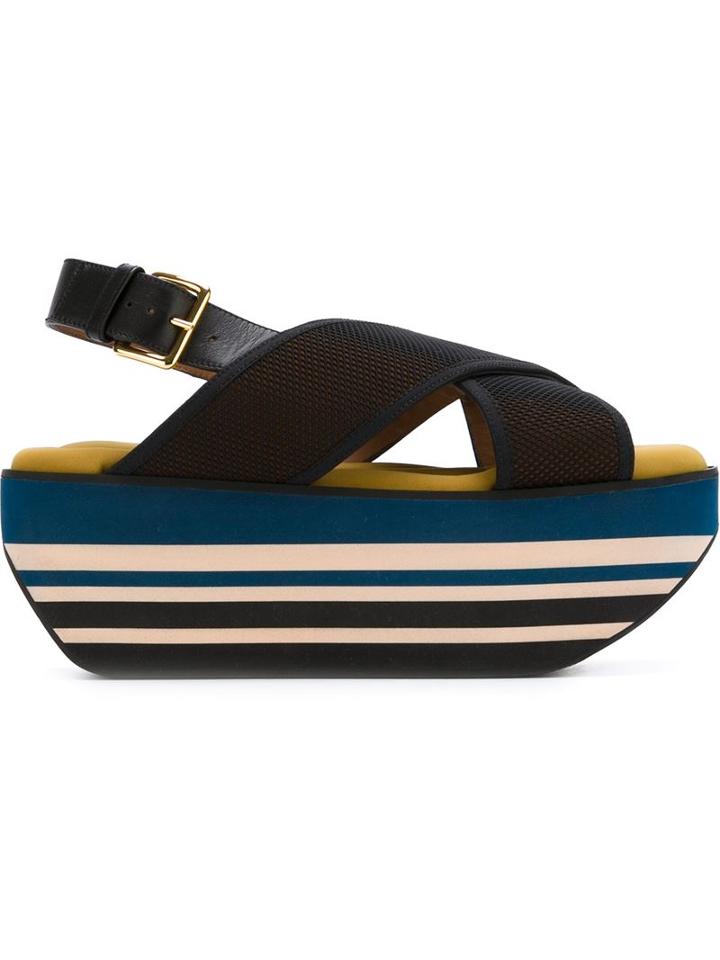 Marni Wedge In Techno Fabric Sandals