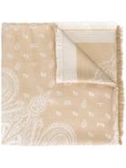 Etro Paisley Pattern Scarf, Women's, Nude/neutrals, Silk/wool