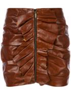 Saint Laurent Ruffle Trim Mini Skirt - Brown