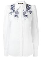 Roberto Cavalli Embroidered Shirt, Women's, Size: 42, White, Cotton/silk