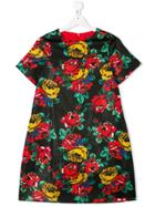 Marco Bologna Kids Teen Rose Print Dress - Black