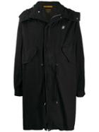 Neighborhood Embroidered Logo Hooded Coat - Black