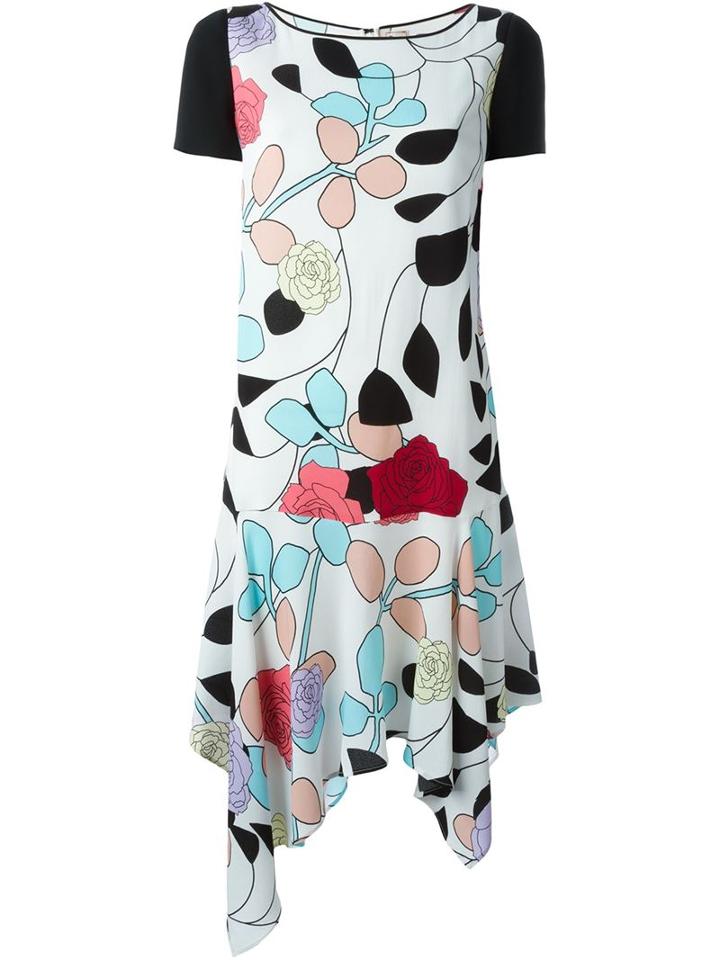 Antonio Marras Floral Print Asymmetric Hem Dress