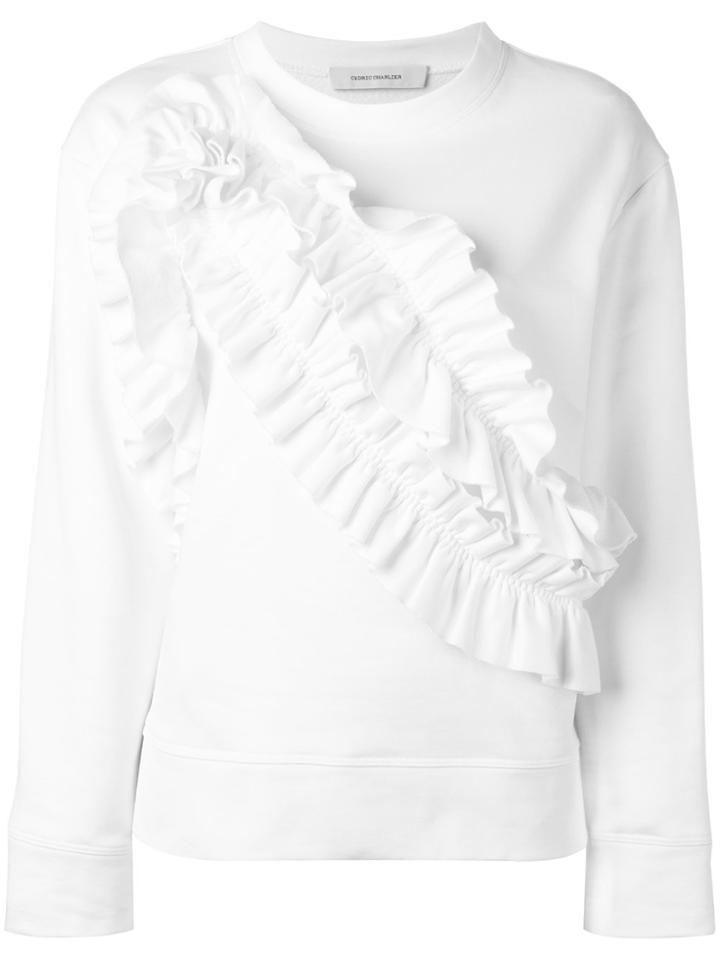 Cédric Charlier Ruffled Sweatshirt - White