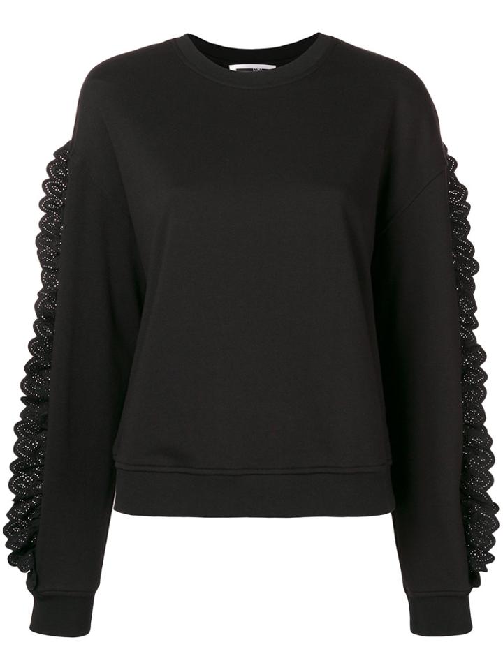 Mcq Alexander Mcqueen Lace Trimmed Sweatshirt - Black