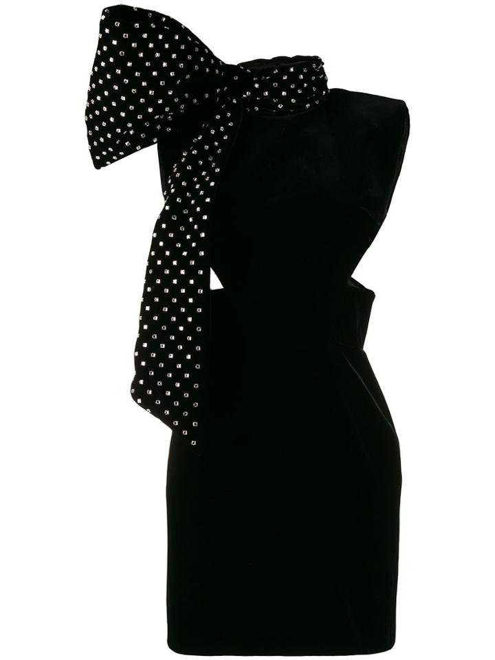 Saint Laurent Crystal-embellished Bow Short Dress - Black