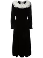 Saint Laurent Lace Trim Velvet Dress, Women's, Size: 38, Black, Silk/viscose/cupro