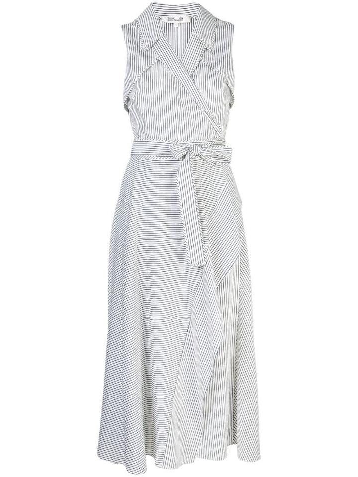 Diane Von Furstenberg Striped Wrap Dress - White
