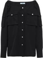 Prada Boat Neck Buttoned Blouse - Black