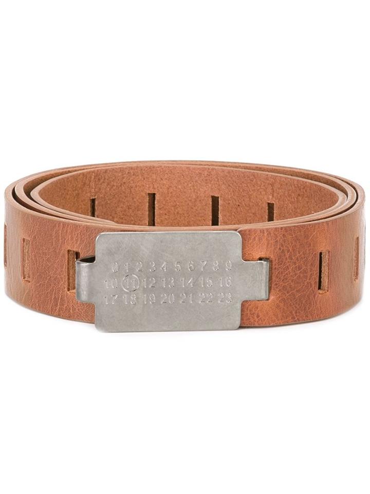 Maison Margiela Cut Out Detail Belt, Men's, Size: 100, Brown, Leather