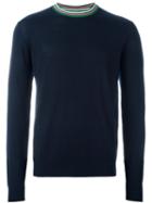 Paul Smith Striped Collar Jumper, Men's, Size: Medium, Blue, Silk/merino