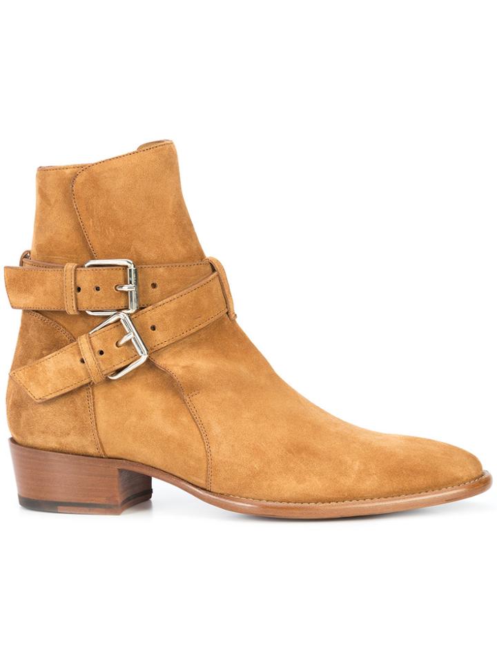 Amiri Side Buckle Ankle Boots - Brown