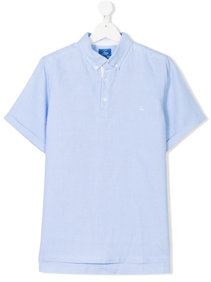 Fay Kids Button-down Polo Shirt - Blue